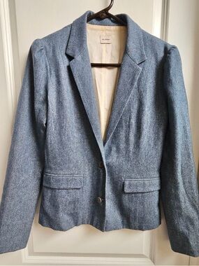Ulla Johnson Sz 8 (Fits like 4 US) Women's Blue Tweed Wool Blend Blazer